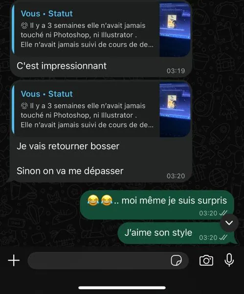 Réaction professionnelle anonyme aux progrès d’une étudiante
