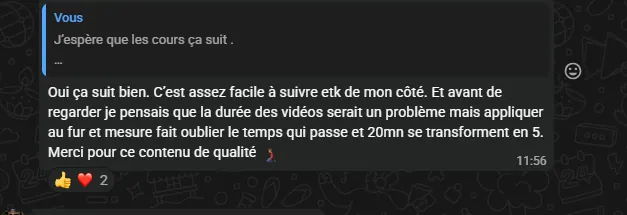 Avis anonyme sur la facilité à suivre les cours