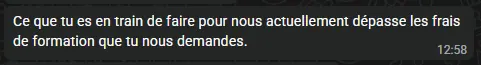 Avis anonyme sur la valeur de la formation